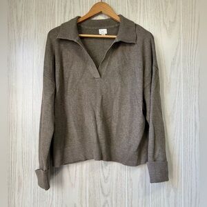 A New Day Collared Pullover Olive Green Sweater Size Large LNC